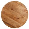 32 Inch Coffee Table, Handcrafted Mango Wood Round Top, Black Metal Angled Legs