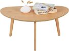 Small Oval Coffee Table Mid Century Modern for Living Room Center Minimalist Display Coffe Table,Nature Wood,18.9" D x