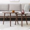 (SINGLE) Center Table Low Table 100% Solid Oak Wood Top Plate Desk Pebble Shaped Natural Wooden Coffee Table Width 58 x Depth 40 x Height 85 cm Desk W