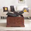 Farmhouse Coffee Table, Square Wood Table with Large Hidden Storage Compartment for Living Room