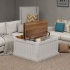 31.5" Farmhouse Coffee Table, Square Wood Center Table with Hinged Lift Top