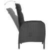 3 Piece Patio Bistro Set Poly Rattan and Acacia Wood Black