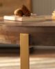 33.86"Modern Retro Splicing Round Coffee Table,Fir Wood Table Top with Gold Cross Legs Base(Same SKU:W757126236)