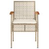 3 Piece Bistro Set with Cushions Beige Poly Rattan Acacia Wood