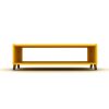 HT Design Kipp Cross Legs Wooden Frame Rectengular Coffee Table for Living Rooms with Interior Shelving, Walnut/Yellow