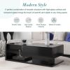 [VIDEO provided] ON-TREND Modern Coffee Table with Tempered Glass, Wooden Cocktail Table with High-gloss UV Surface