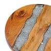 Coffee Table 15.7"x17.7" Solid Teak Wood and Polyresin