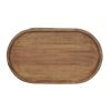 36 Inch Handcrafted Oval Coffee Table, Intricate Cutout Design, Antique Brown