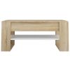 Coffee Table White and Sonoma Oak 40.2"x21.7"x17.7" Engineered Wood