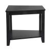 Contemporary Black Finish Chairside Table with Lower Shelf Wedge Shape Wooden Furniture 1pc Side Table