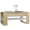 Coffee Table White and Sonoma Oak 40.2"x21.7"x17.7" Engineered Wood