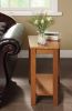 Contemporary Oak Finish Chairside Table with Lower Shelf Wedge Shape Wooden Furniture 1pc Side Table
