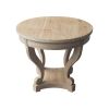Curved Legs Farmhouse Style Small Size Round Dining Table End Table Side Table Coffee Table for Dinette, Kitchen, Dining Room or Living Room
