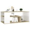 Coffee Table White and Sonoma Oak 39.4"x19.7"x15.7" Engineered Wood