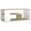 Coffee Table White and Sonoma Oak 39.4"x19.7"x15.7" Engineered Wood