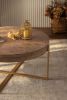 33.86"Modern Retro Splicing Round Coffee Table,Fir Wood Table Top with Gold Cross Legs Base(Same SKU:W757126236)