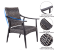 [Dropshipping] Outdoor 3 Piece Conversation Set Patio Bistro Furniture, Wicker Mid-Century Style Chair with Crafttech Top Chat Table