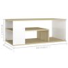 Coffee Table White and Sonoma Oak 39.4"x19.7"x15.7" Engineered Wood