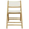 5 Piece Folding Bistro Set with Cream White Cushions Bamboo