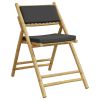 5 Piece Folding Bistro Set with Dark Gray Cushions Bamboo