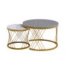 Modern Minimalist Nesting Coffee Table for Living Room - Wooden Top and Metal Legs