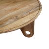 36 Inch Round Coffee Table, Handcrafted Grooved Edge Top, Natural Brown Mango Wood