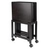 Wood Allen 5-Pc Snack Table Set;  Storage Rack;  Coffee Finish