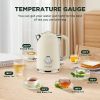 Electric Tea Kettle with Thermometer, KOIOS 1.7L 1500W BPA-Free Stainless Steel Fast Water Boiler with LED Indicator, Cordless Electric Tea Pot