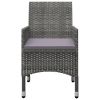 3 Piece Bistro Set Poly Rattan and Tempered Glass Gray
