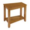 Contemporary Oak Finish Chairside Table with Lower Shelf Wedge Shape Wooden Furniture 1pc Side Table