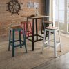 Natural and Black Armless Bar Stool with Crossbar Support