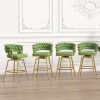 Bar Chair Linen Woven Bar Stool Set of 2,Golden legs Barstools No Adjustable Kitchen Island Chairs