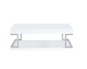 Aspers Coffee Table; White High Gloss & Chrome YJ