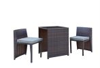 Cape Town 3-Piece PE Wicker Bistro Steel Cushions Outdoor Dining Set, Mahogany Brown, Grey
