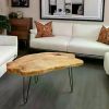 Restaurant Tables Live Edge Cedar Wood Coffee Table Metal Hairpin Legs for Living Room Center Table Salon Furniture,Coffee Table