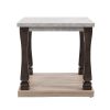 Mid-Century Rectangle End Table for Living Room, Wood Side Table with 2-Tier Storage Shelf for Living Room, Grey Tabletop