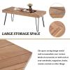 ON-TREND Modern Coffee Table; Easy Assembly Tea Table Cocktail Table w/Chevron Pattern &amp; Metal Hairpin Legs; Glossy Finished