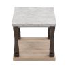 Mid-Century Rectangle End Table for Living Room, Wood Side Table with 2-Tier Storage Shelf for Living Room, Grey Tabletop