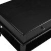 conifferism Modern Black Coffee Table with Storage Shelf and 2 Drawers for Living Room, Wood Small Coffee Table with Large Storage Space