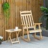 2 Pieces Wood Patio Bistro Set, Outdoor Rocking Chair Set with Armrests and High Back Rocking Chair and Portable Side Table, for Indoor, Outdoor