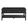 conifferism Modern Black Coffee Table with Storage Shelf and 2 Drawers for Living Room, Wood Small Coffee Table with Large Storage Space