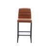Low Bar Stools Set of 2 Bar Chairs for Living Room Party Room Kitchen,Upholstered PU Kitchen Breakfast Bar Stools with Footrest,Brown