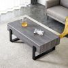 A coffee table made of MDF material. Equipped with drawers made of solid wood material. Can store things and save space. Paired with black metal table