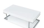 Aspers Coffee Table; White High Gloss & Chrome YJ