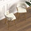 Bar Chair Toweling Woven Bar Stool Set of 2,Golden legs Barstools No Adjustable Kitchen Island Chairs