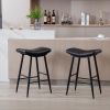 Bar Stools Set of 2 Armless Counter Low Bar Stools Without Back Modern PU Leather Stools with Metal Leg and Footrest ,Black