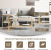 Comfort corner Nesting Coffee Table Set of 2, Nesting Tables with Extra Storage Shelf, Round End Table&Rectangular Coffee Tables