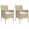 3 Piece Patio Bistro Set with Cushions Beige Poly Rattan