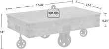 FirsTime & Co. Brown Factory Cart Coffee Table, Vintage Center Table with Wheels for Living Room, Rectangular, Wood