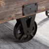 FirsTime & Co. Brown Factory Cart Coffee Table, Vintage Center Table with Wheels for Living Room, Rectangular, Wood